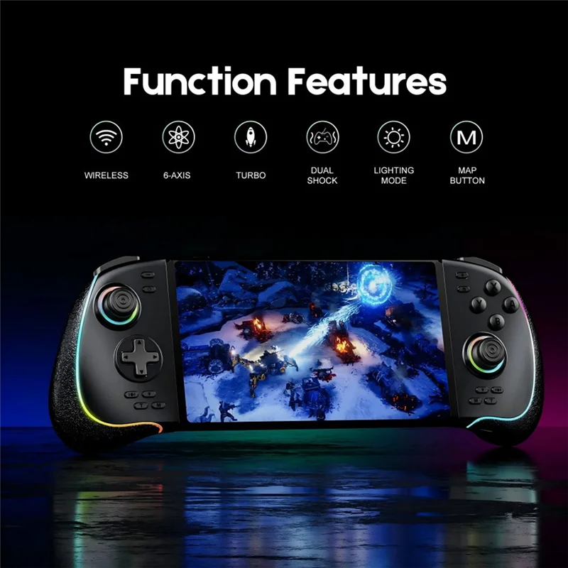 

B92B-Wireless Game Controller Joy-Pad With Programmable RGB Lights For Switch/OLED Lite 6-Axis Gyro Turbo Vibration