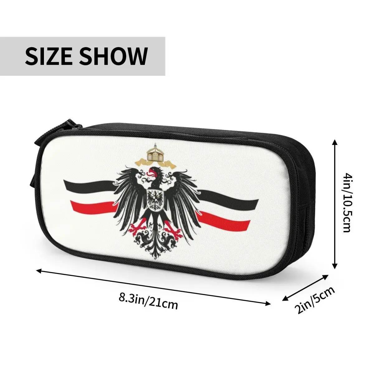 Korean German Empire Flag Pencil Case for Boys Custom Germany Imperial Eagle Coat of Arms Large Capacity Pen Box Bag Stationery