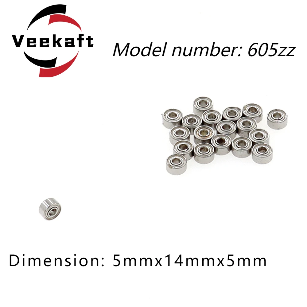 Veehaft Hoge Precisie Diepe Groef Miniatuur Lagers 10 Stuks 605zz 5Mm X 14Mm X 5Mm Geschikt Voor Kleine Machines