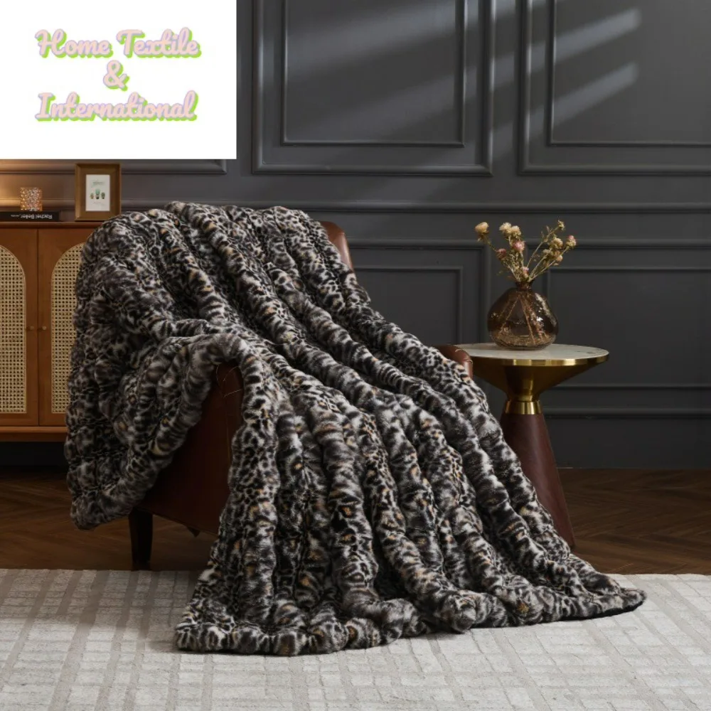 Luxury Cow Print Brown Faux Fur Blanket Winter Coral Plush Blanket Bedroom Sofa Soft Breathable Warm Cover Blanket
