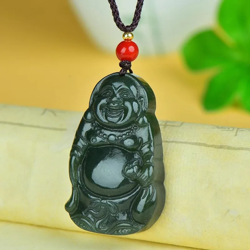 Natural Maitreya Buddha Jade Buddha Male Women's Pendant Simple Versatile Necklace