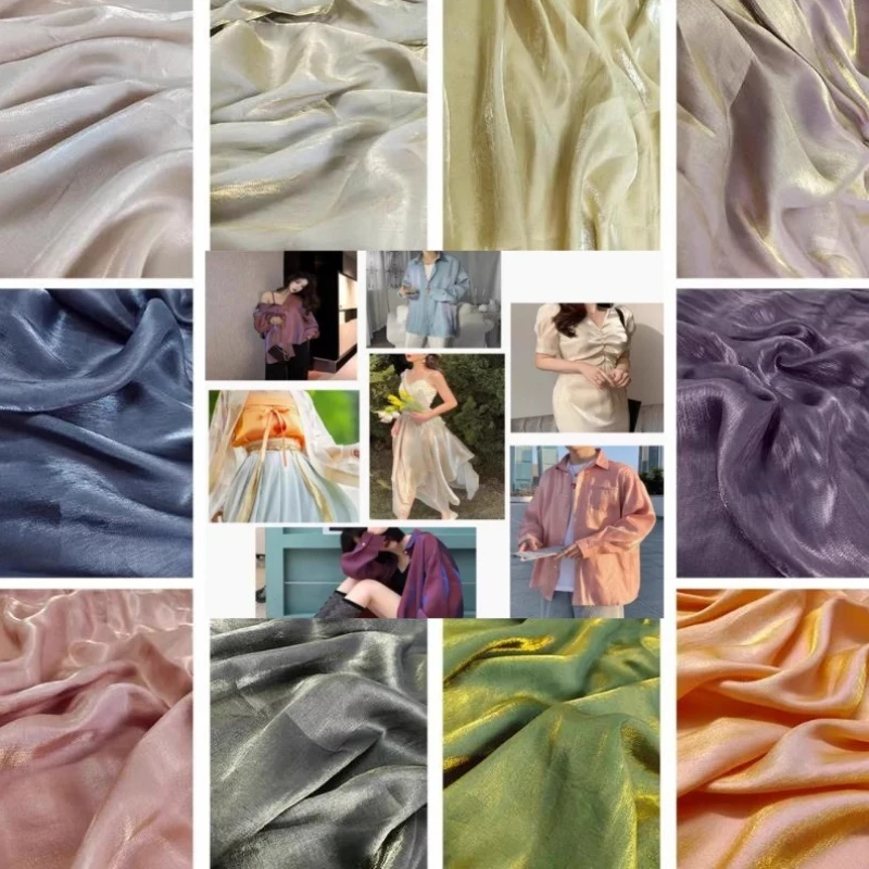 

Coloured Glaze Satin Fabric Mermaid Gradient Han Suit Large Sleeve Skirt Shirt Dress Background Decoration Diy Sewing Cloth