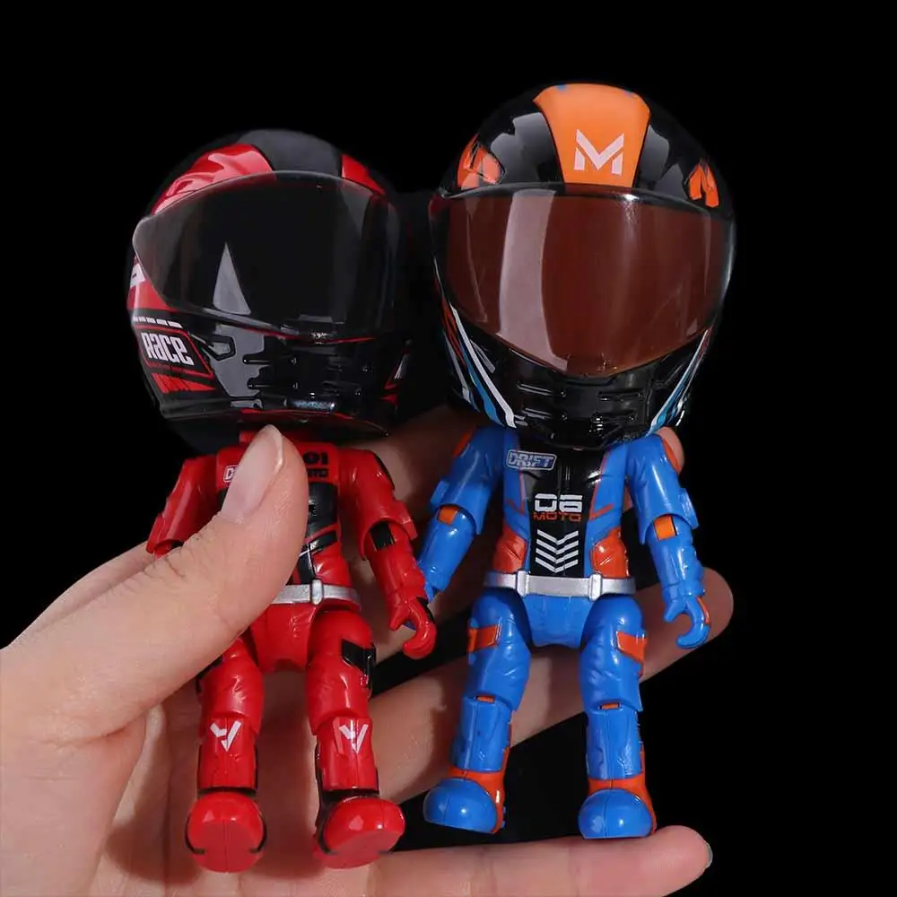 Deformation Helmet Simulated Motorcycle Rider Action Figure Flexible Transform Motorcycle Movable Limbs Alloy