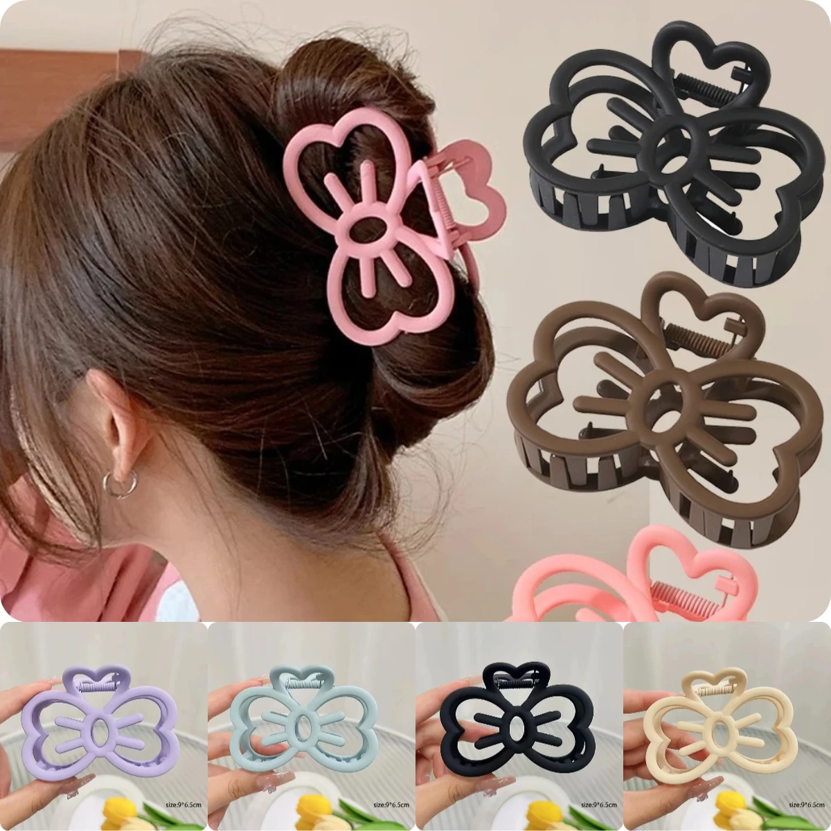 Cute Bowknot Hair Claw Crab Plastic Hair Clip Candy Color Clip Sweet Hairpins Hair Accessories for Women Korean Multicolor New