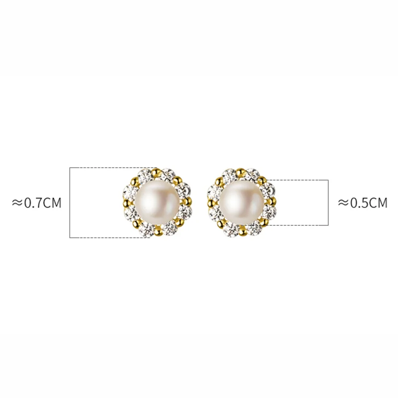 WANTME 925 Sterling Silver Romantic Lace Zircon Fashion Natural Baroque Pearl Stud Earrings for Women Elegant Korean Jewelry