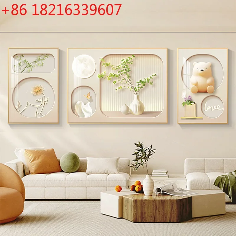 Living room decorative painting advanced sense triptych hanging painting modern simple creative warm sofa background wall mural