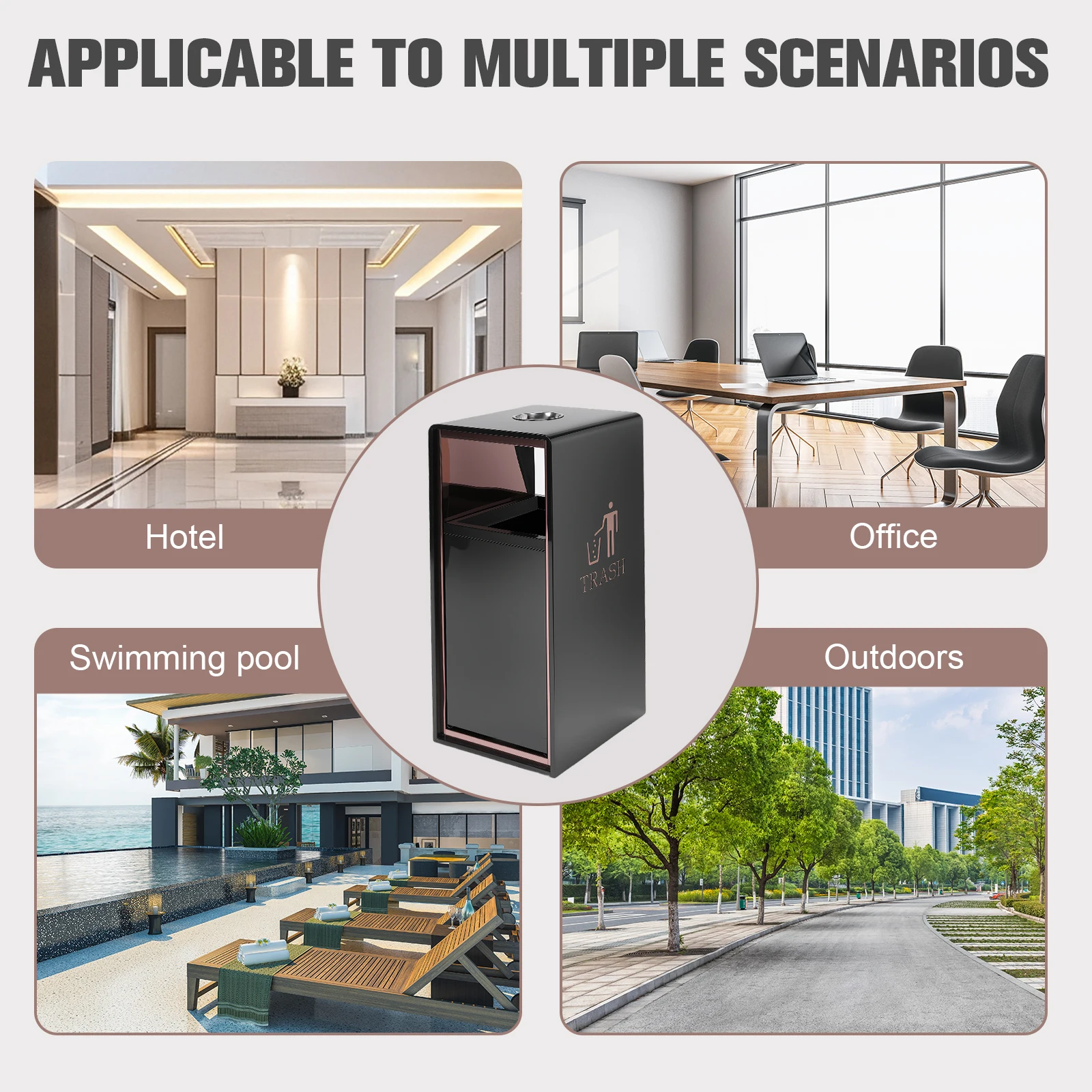 

Коммерческий уличный мусорный бак из нержавеющей стали с съемным внутренним ведром для парков и общественных мест