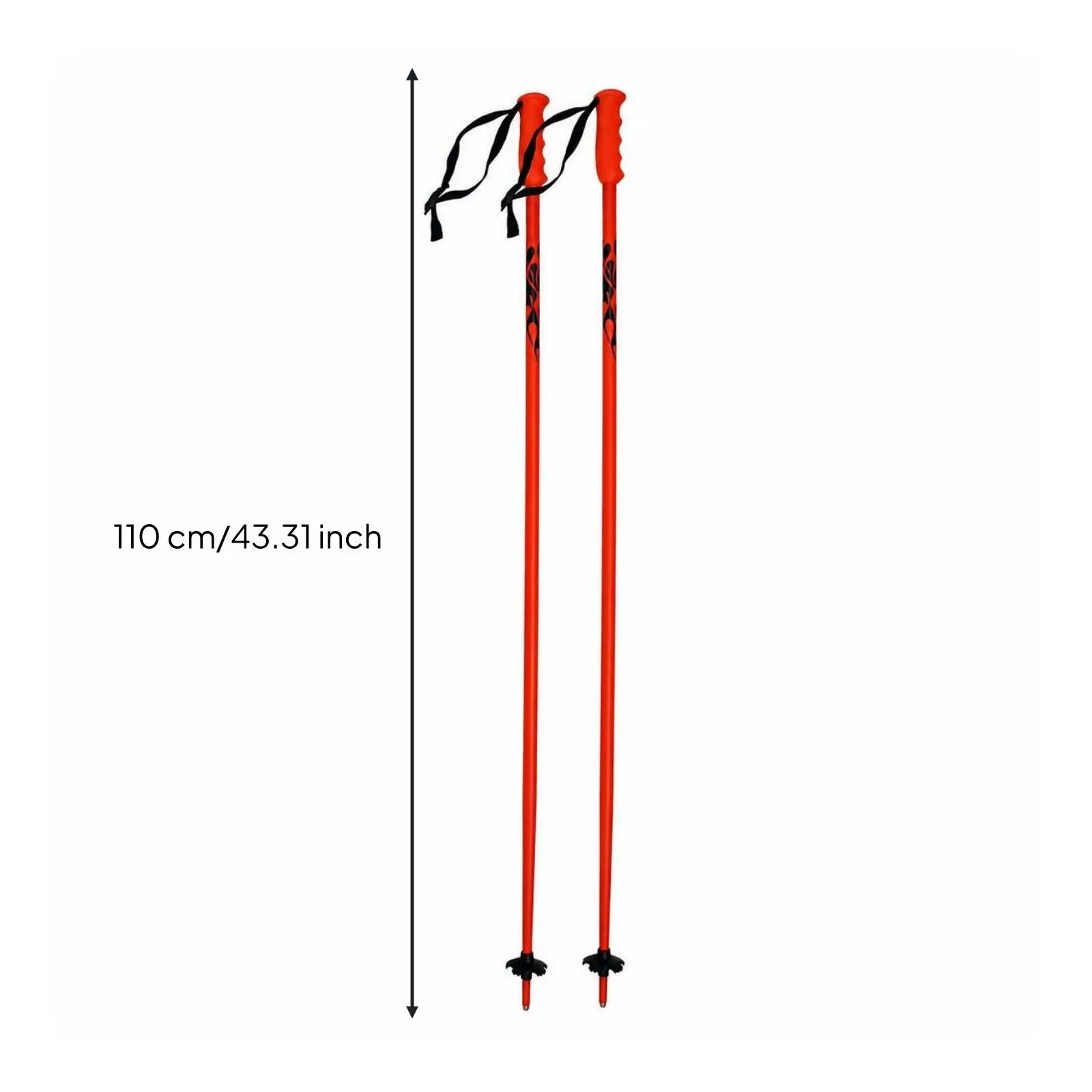 Aluminum Ski Poles for Adults Non Telescopic Snow Poles with Rubber Grip and Basket for Resort Slopes