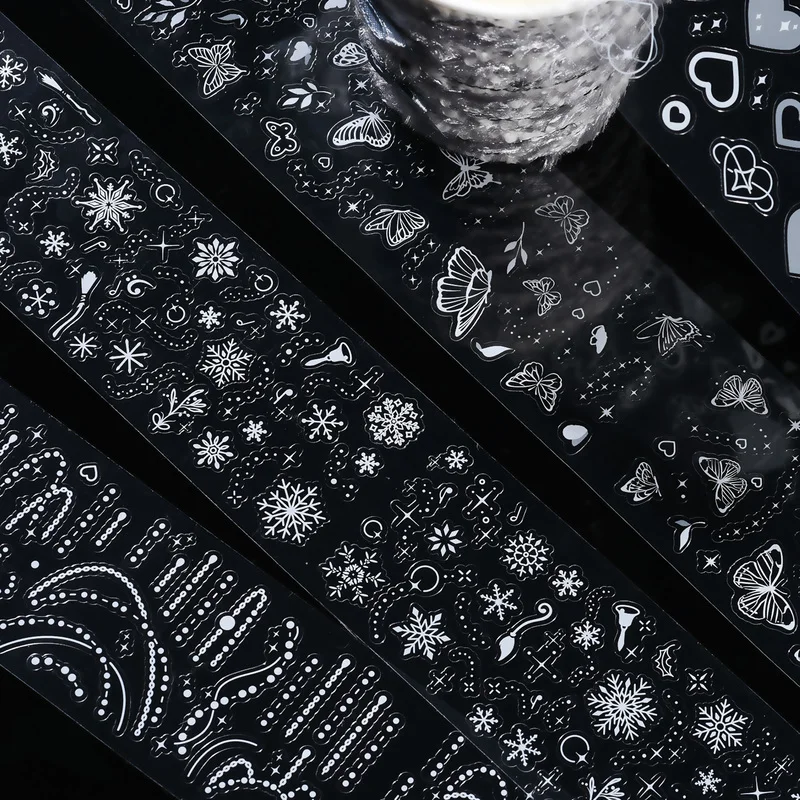 12 أنماط مرآة مزدوجة سلسلة الحيوانات الأليفة يموت قطع ملصق أشرطة الليزر الساخن تحجيم الفضة الأبيض شريط حبر ملصقات المواد الزخرفية