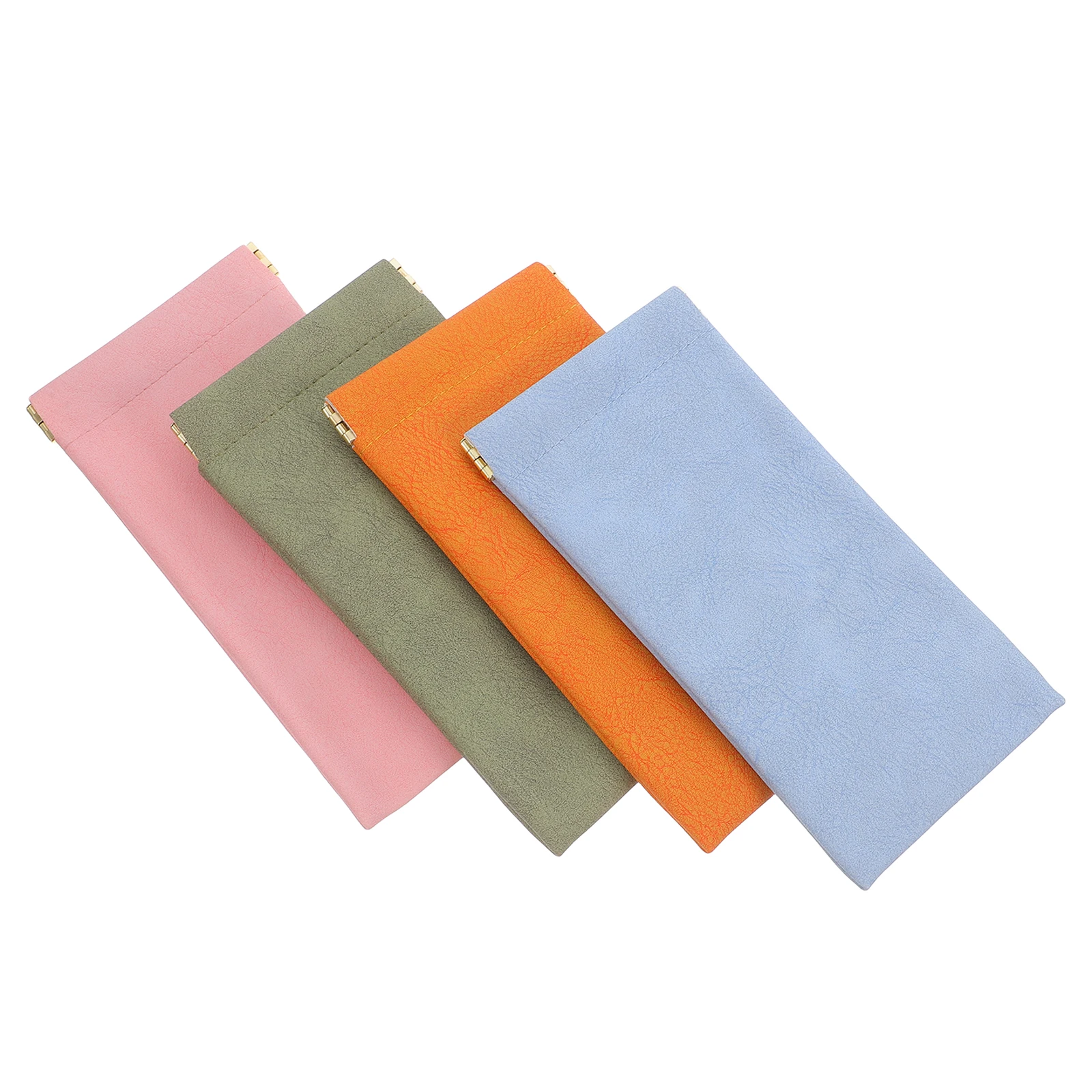 

4pcs Glasses Storage Bag Eyeglass Pouch Sunglasses Soft Case Orange Green Blue Pink No Zipper Lightweight Compact