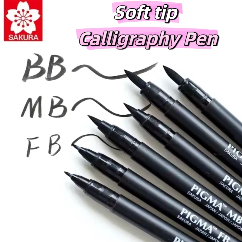Sakura Pigma Professional Brush Pens Archival Black Ink Brush Nib Pens for Modern Calligraphy Lettering Drawing Sketching Art