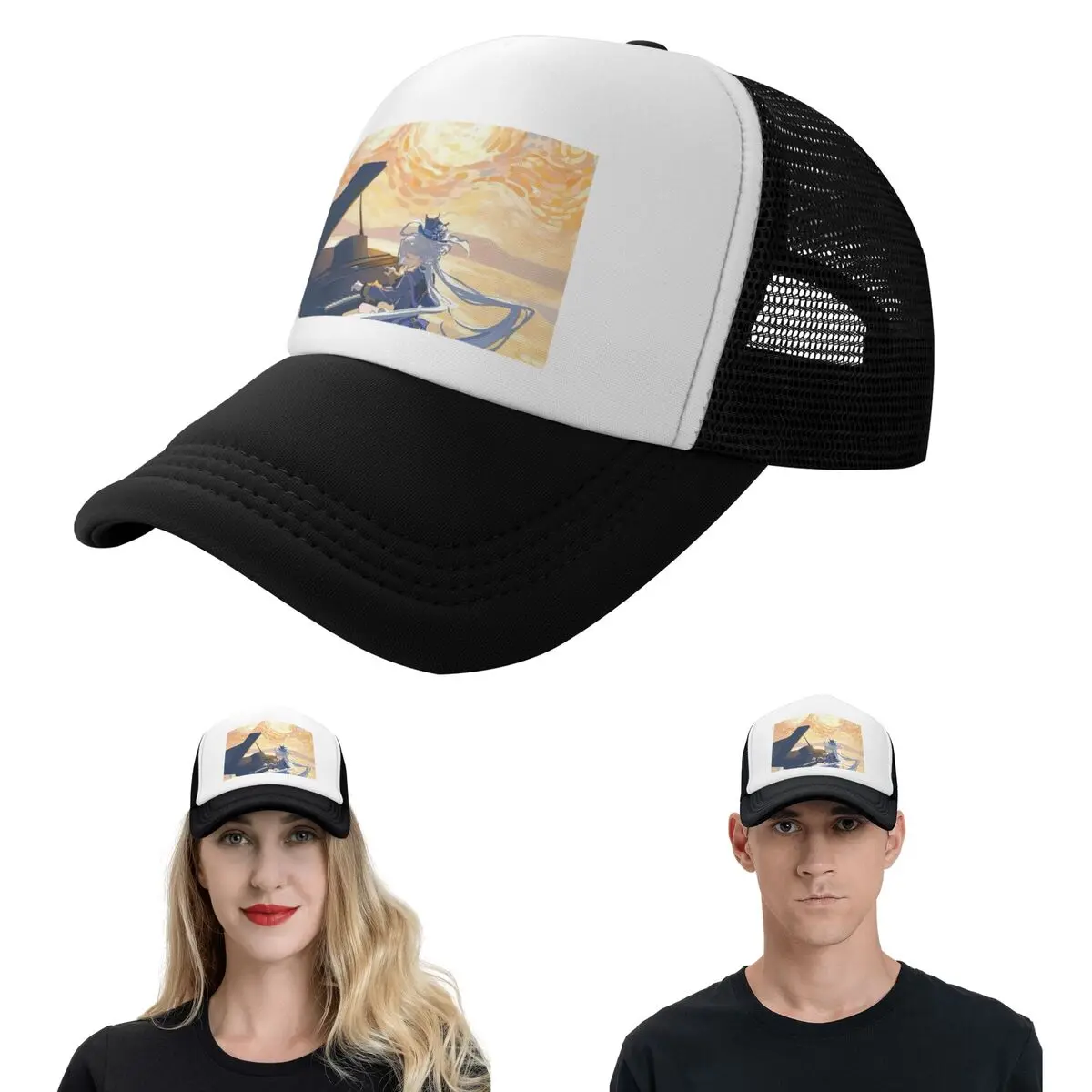 Furina Genshin Impact Game (8) Cap Casual Mesh Baseball Caps Adjustable Hat Hip Hop Summer Unisex Baseball Hats