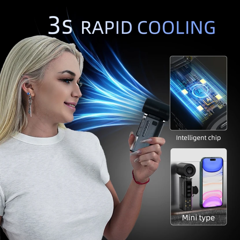 IMYCOO New Arrivals Bladeless Powerful SOS Flashlight Portable Mini Turbo Fan High Speed Rechargeable Personal USB Handheld Fan
