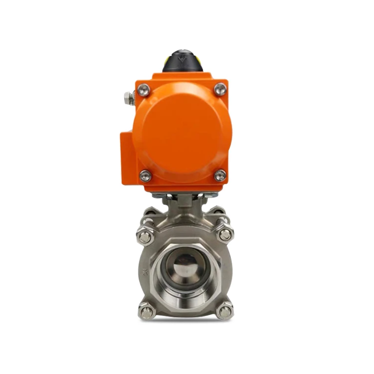 China Factory DN15 1/2 Inch 2 Way Stainless Steel Thread Pneumatic Actuator Weld Ball Valve