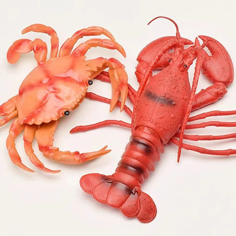 Simulação lagosta caranguejo rangido som figuras animais realistas brinquedos educativos para meninos meninas engraçado brincadeira presentes cena adereços