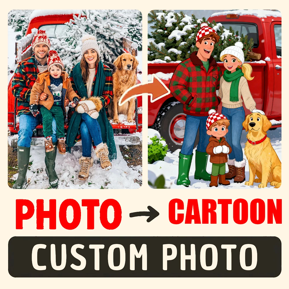 Personalisierte Anpassung Cartoon-Stil Leinwanddruck Poster Porträt Foto Kunstdruck Heimdekoration Geschenk rahmenlos