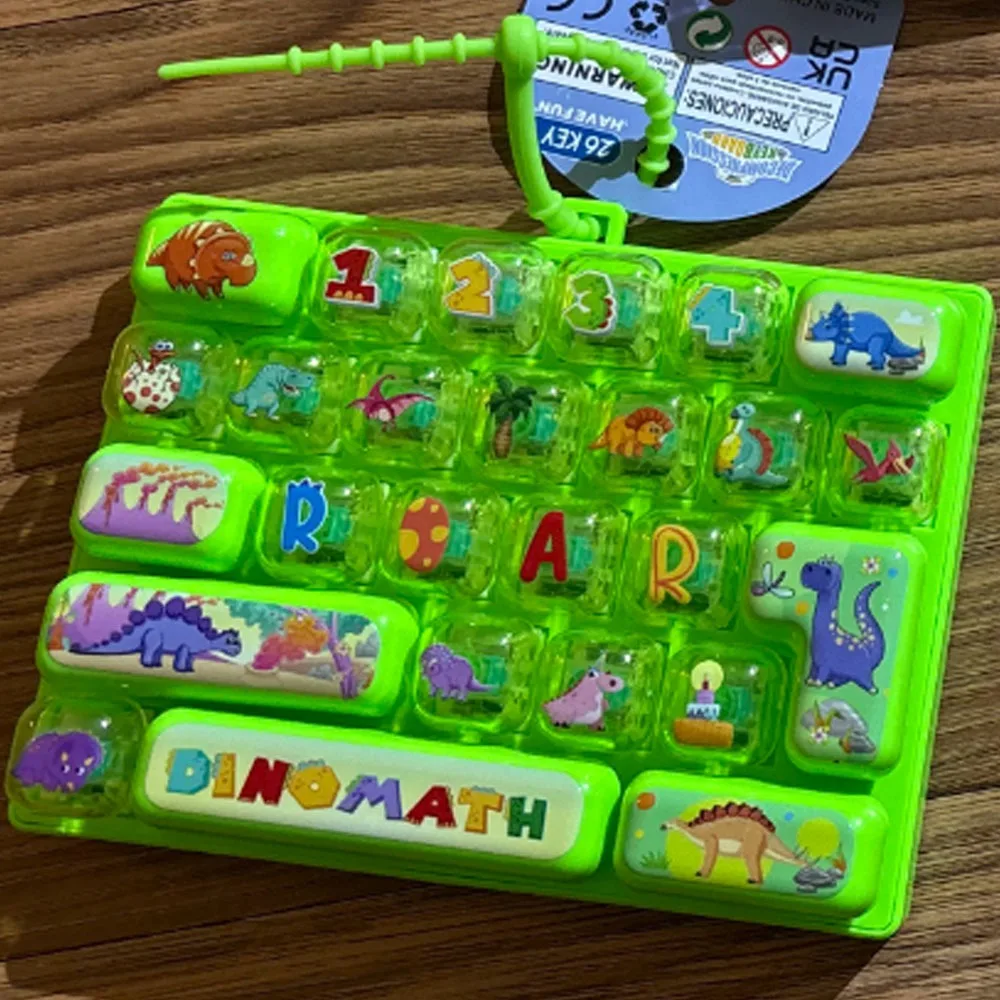 Cartoon 26 Keys Fidget Keyboard Plastic Clickable Keys Fingertip Button Key Ring Food Animal Clear Key Sounds Fidget Keychain