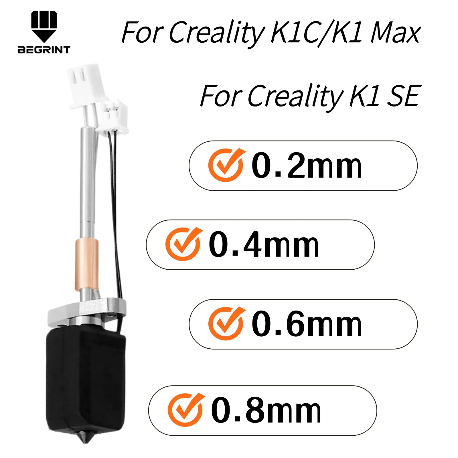 Für Creality K1C K1 MAX K1 SE Hotend-Baugruppe mit austauschbarer gehärteter Messingdüse für Creality K1 Serie 3D-Druckerteile