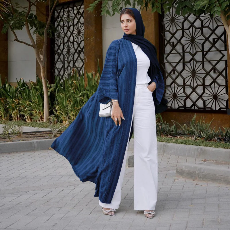 Abaya manga comprida para mulheres muçulmanas, vestido de oração do Islã, quimono aberto, robe de tricô vermelho, Dubai Vestuário, Luxo, 2022