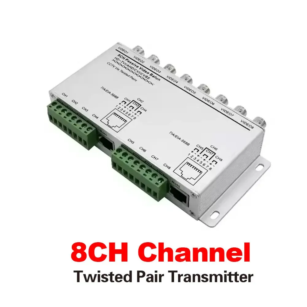 8 Channel CCTV Passive Video Balun RJ-45 UTP Twisted Pair Cable BNC Output For AHD CVT TVI 5MP 2MP Camera