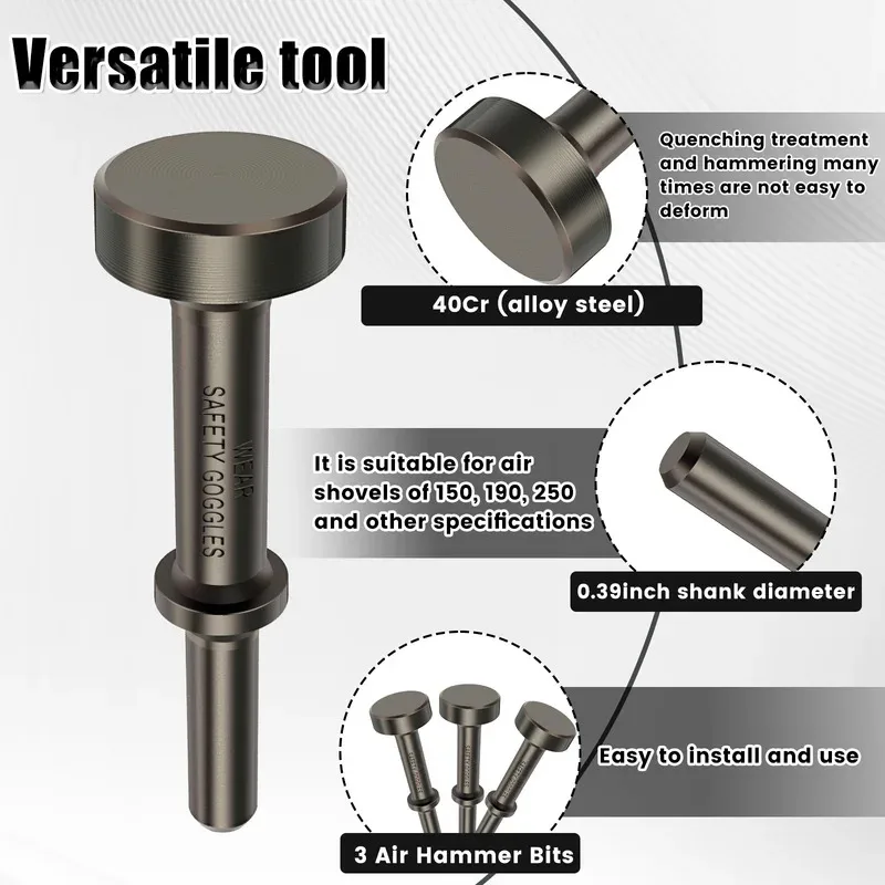 5/3Pcs Air Hammer Bit 80/100/178mm Shovel Hammer Smoothing Pneumatic Drifts Extended Bit Pneumatic Impact Tool Accessories