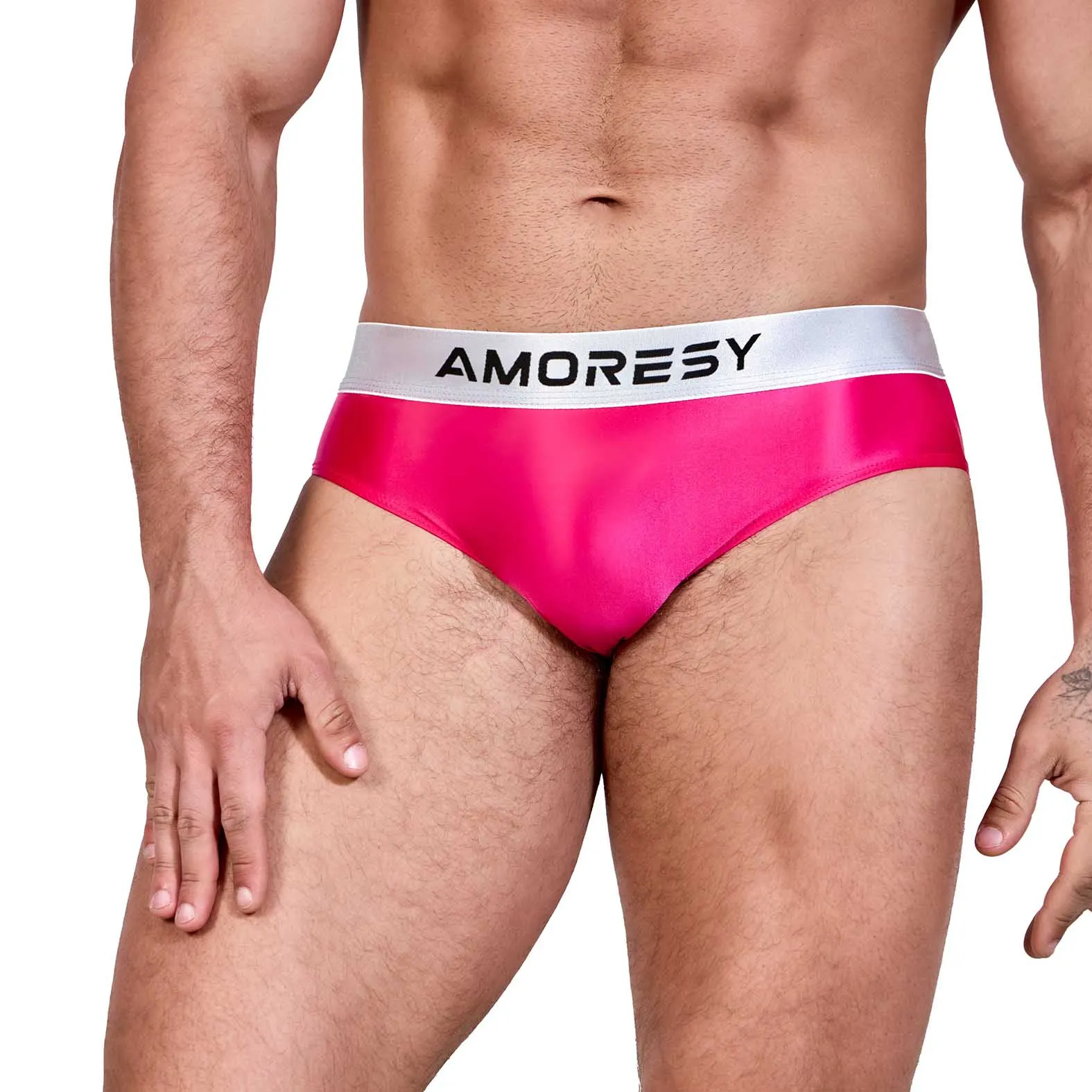 

AMORESY Solid Color Ultra-thin Tight Swimming Trunks Mmulti-color Simple Sexy Beach Briefs Swimming Underwear