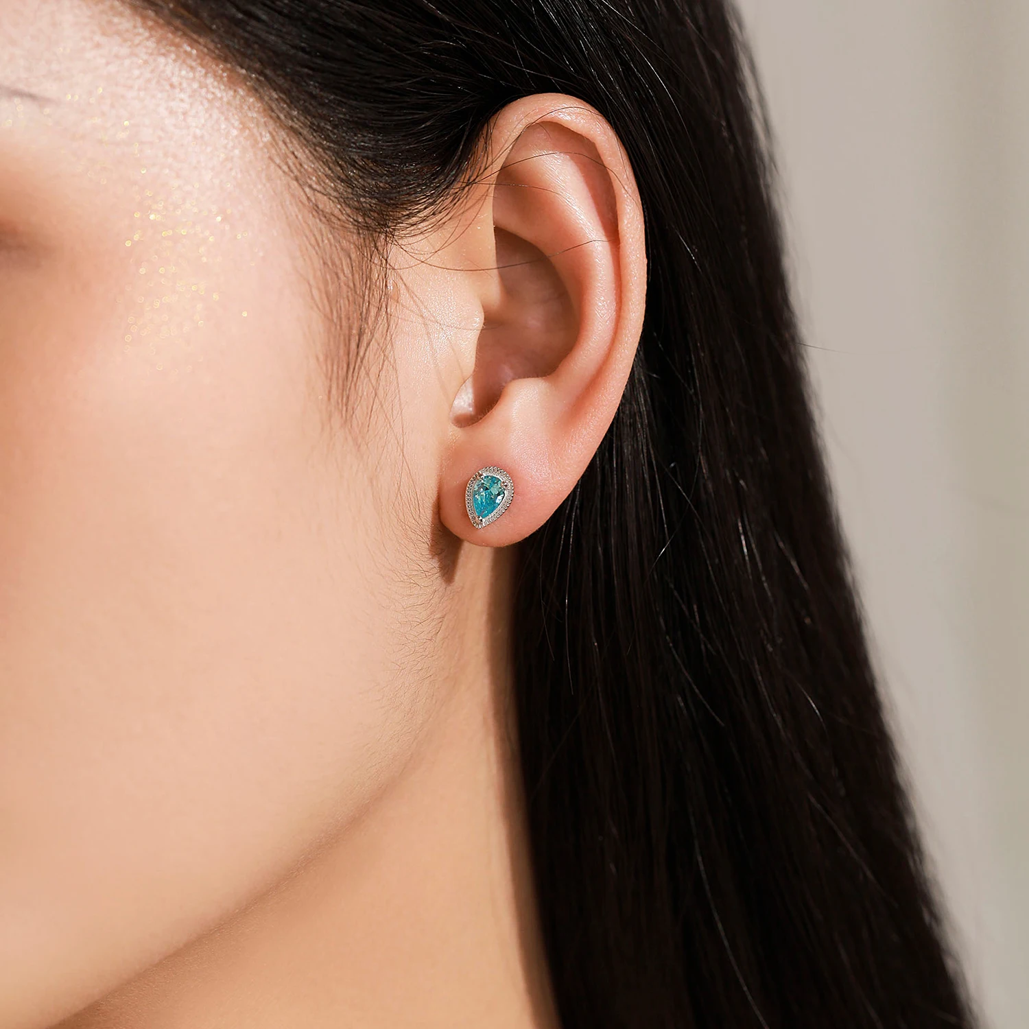 Ailmay Elegant 925 Sterling Silver Blue Pear Pendant Necklace Stud Earrings For Women Holiday Or Anniversary Jewelry Set 2