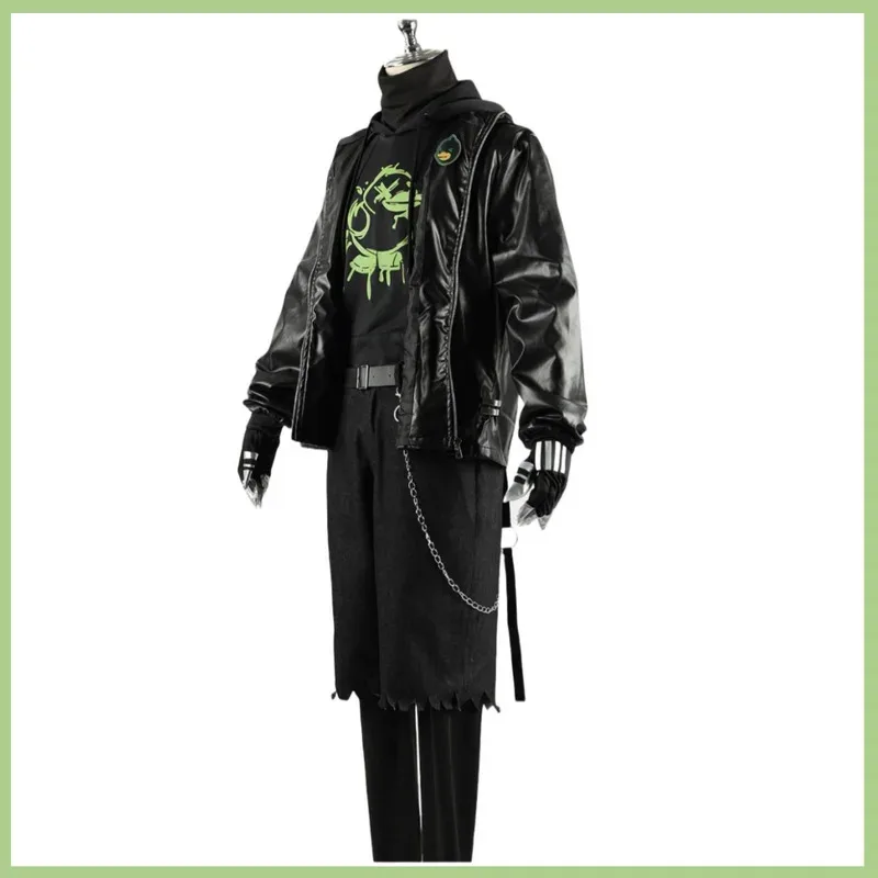 

asdh8@Anime Game Identity ⅤNaib Subedar Mercenary Cosplay Costume Black Sports Hoodie Daily Wear Uniforms Wig Man Party SuitCOSd