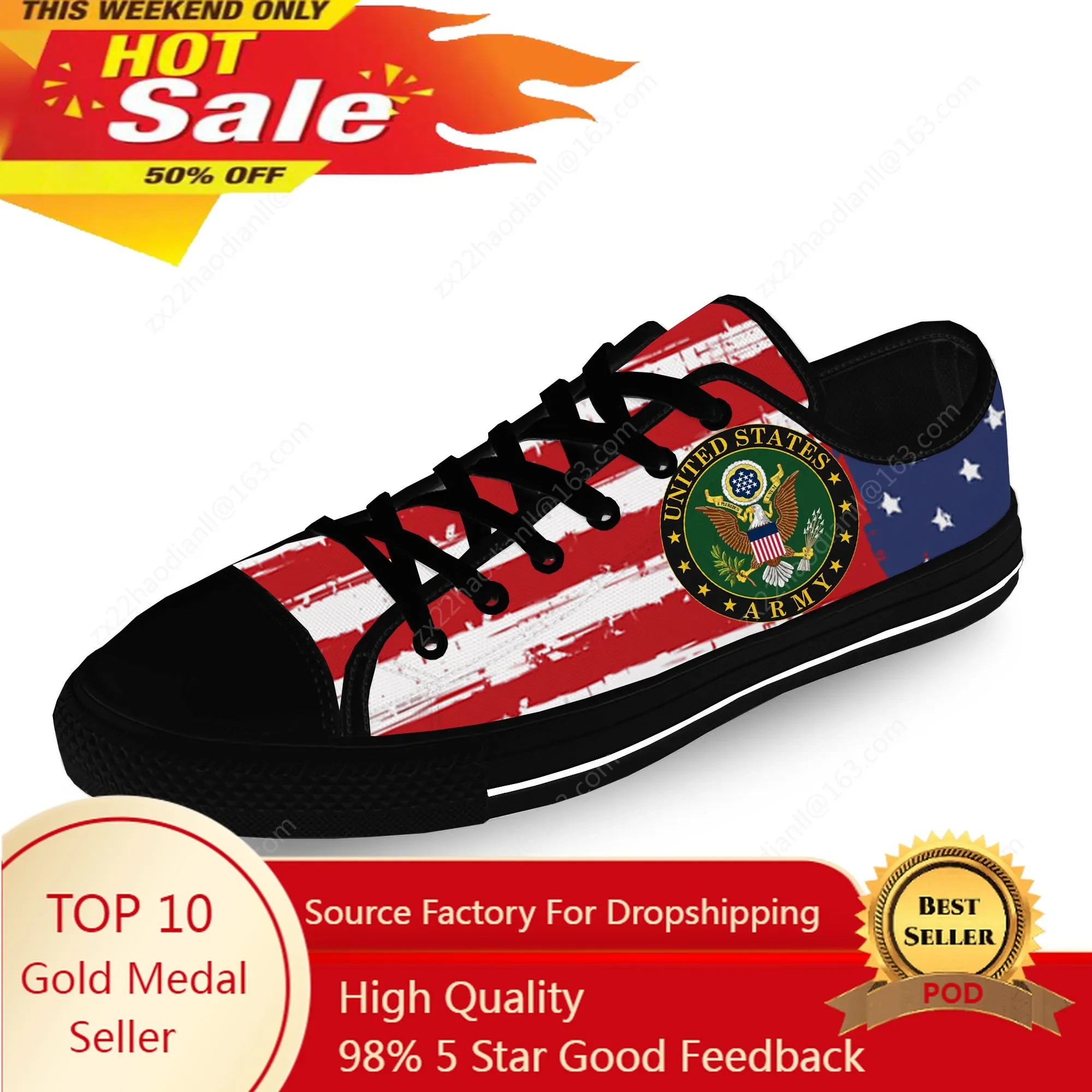 United States Army Low Top Sneakers Mens Womens Teenager Casual Shoes Canvas Running Shoes 3D Print Breathable Lightweight shoe