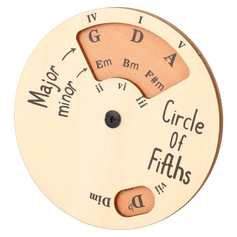 Wooden Circle of Fifths Wheel​ ​Rotatable ​Clear Letter Marking ​Melody Chord Tool​ ​Wood Color​ Music Theory Disc