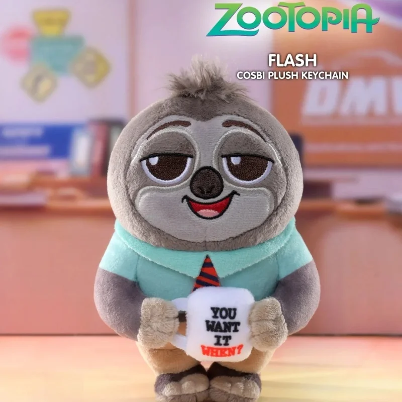 정품 주토피아 코스비 플러시 키체인 시리즈 액션 피규어 커스텀 플러시 인형 어린이 블라인드 박스 장식품 컬렉션 선물 장난감