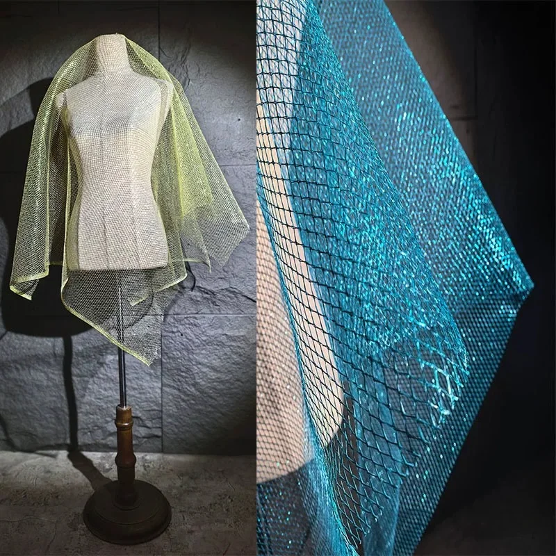 Goldener Schimmer Steifer Netzstoff Transparentes Designer-DIY-Heimwerker-Material Modisches Damen-Sommerkleid Hintergrund-Dekoration