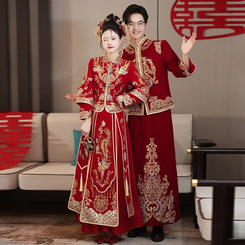 

Bride's wedding dress Chinese-style toasting couple's suit