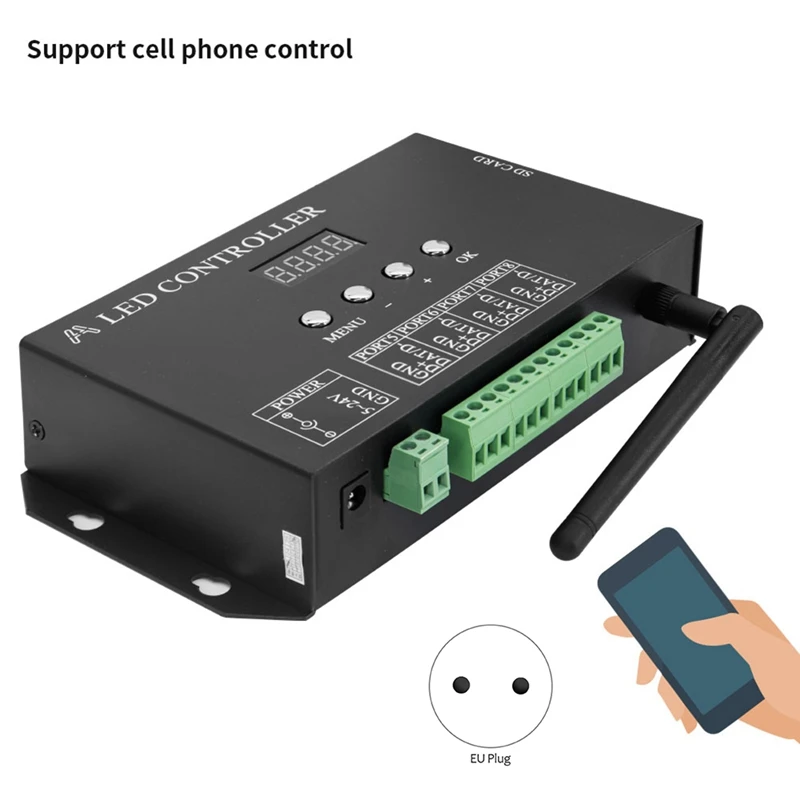 Wifi LED Pixel Controller Artnet To SPI Supports Madrix Software LAN Synchrony SD Card DMX512 Console EU Plug