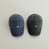 New Baby Embroidery Bear Denim Baseball Hats Outdoor Boy Girl Sunscreen Hat Retro Kids Peaked Cap Cotton Children Casual Caps