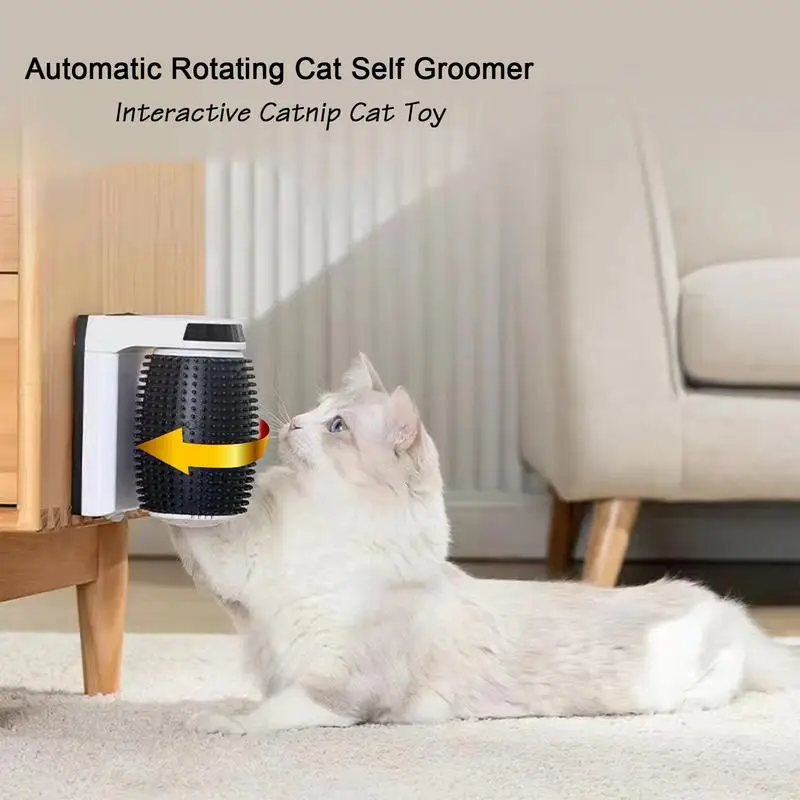 New Cat Self Groomer With Catnip Automatic Rotating Cat Massager Wall Corner Groomers Smart Self Cleaning Cat Brush