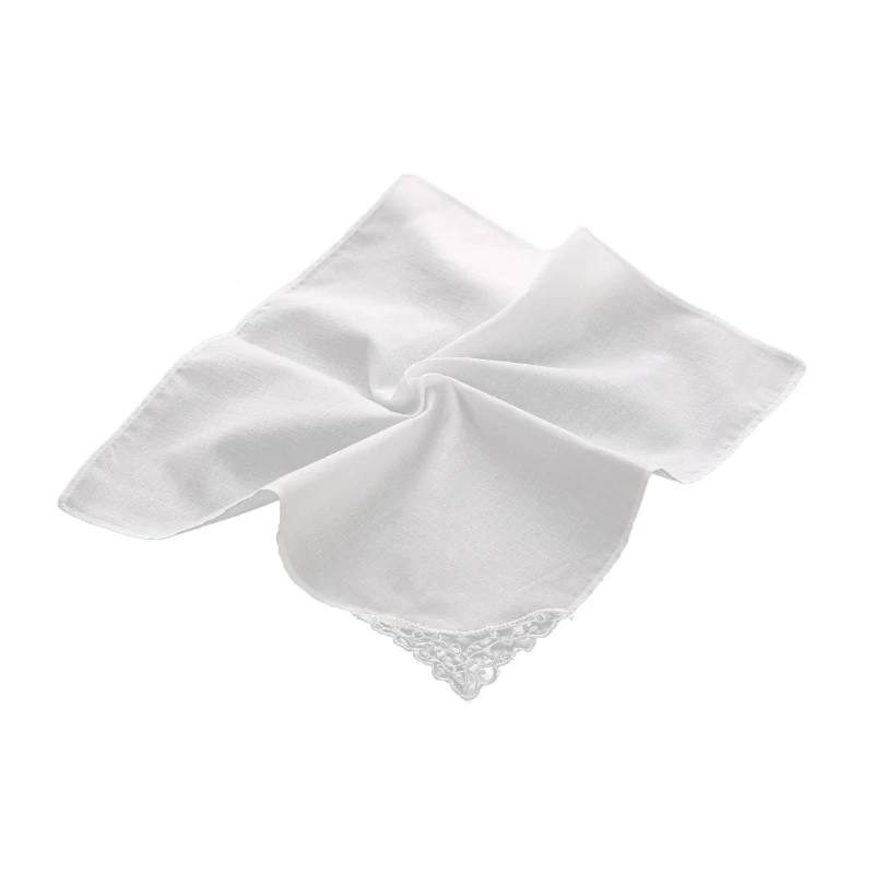 

28X28CM Lace Handkerchief White Scarf for Women Girl Hair Bandanas Pocket Towel Headband Women Headpiece Headscarf