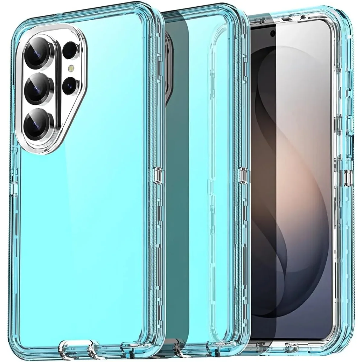 For Samsung S26 S25 S24 S23 S22 S21 Ultra Plus Case Transparent 3 in 1 Heavy Duty 360 Protector OTT Drop Shock Proof Cover