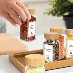 120ml 4oz Airtight Spice Jars For Spice Rack With Bamboo wood lid Drawer Pepper Storage Container Kitchen Tools