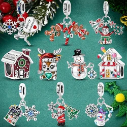 Charms Silver Plated Christmas Winter Snow Beads Fit Original Bracelet Pendants Making Jewelry For Woman