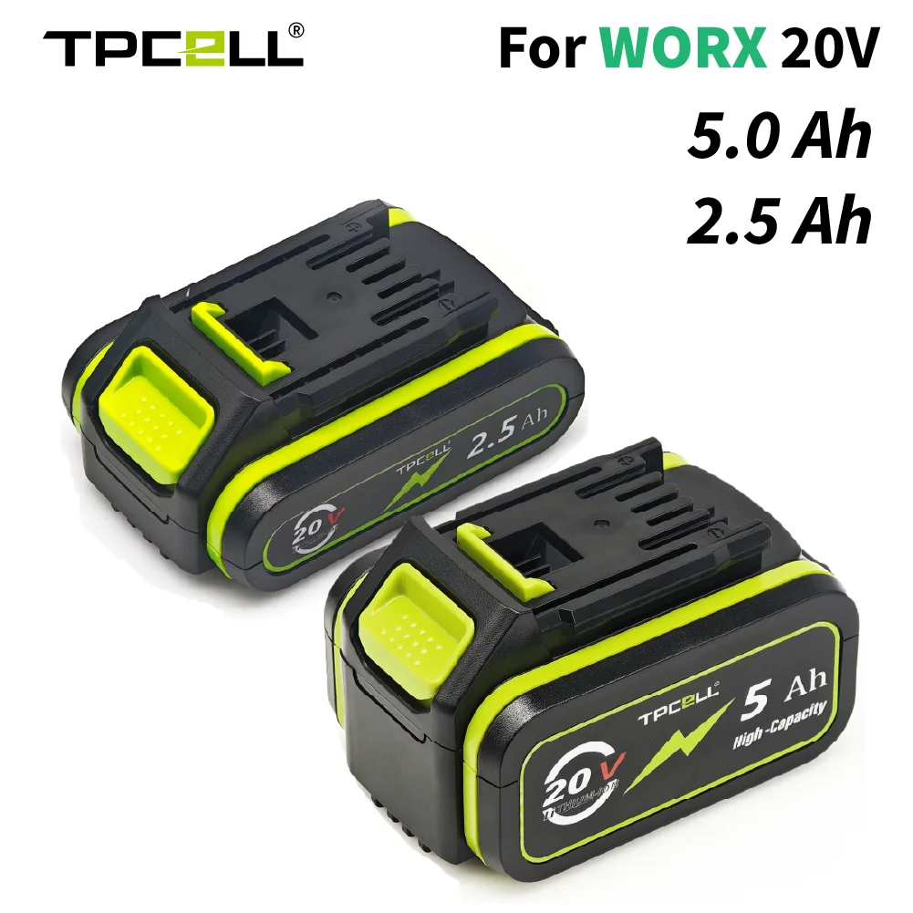 TPCELL 2.5/5Ah For WORX 20V Batteries 18650 Cordless Power Tool Battery WA3572 WX390 WX176 WX178 WU268 Replacement