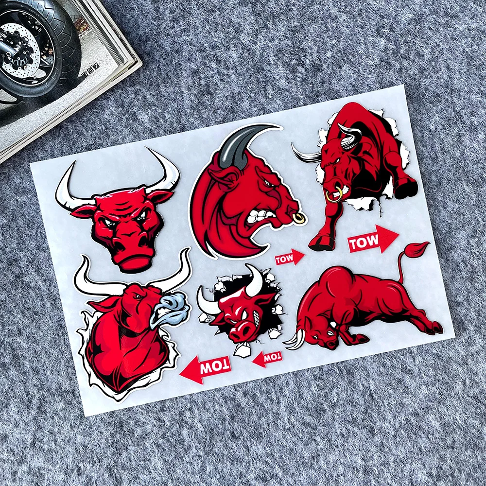 Angry Bull Stickers Motorcycle Reflective Waterproof Decor Moto Helmet Body Accessories Decal For Voge Kawasaki CFMOTO Yamaha