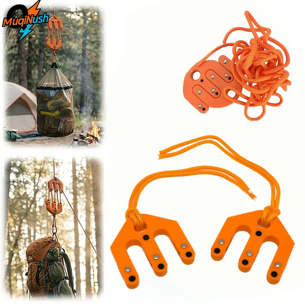 

MuqiNush Hunting Game Hoist,Portable Nylon Block and Tackle Pulley System,Compact Lifting Gear Hoist Tool for Outdoor Hunting
