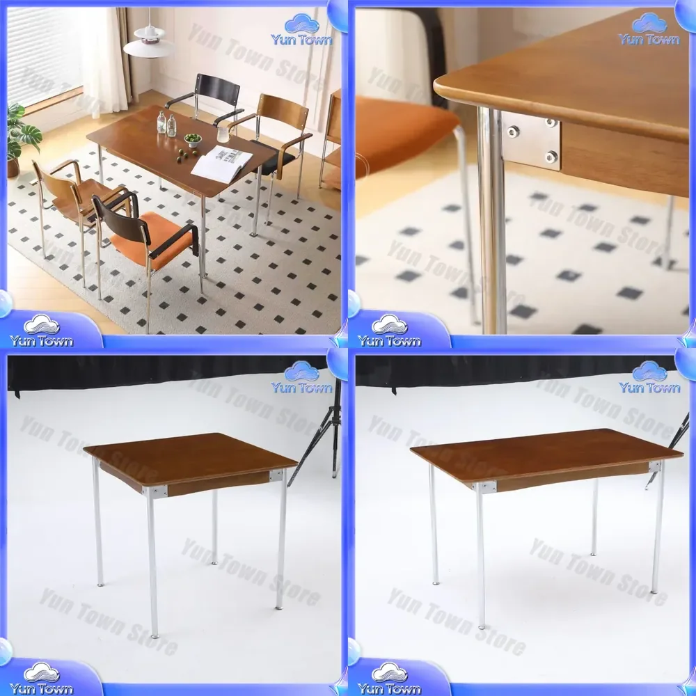 Mittelalterlicher Esstisch für Wohnzimmer, Moderner Kleiner Massivholztisch, Zwei-in-Eins, Luxuriös, Hochwertig, Edelstahl