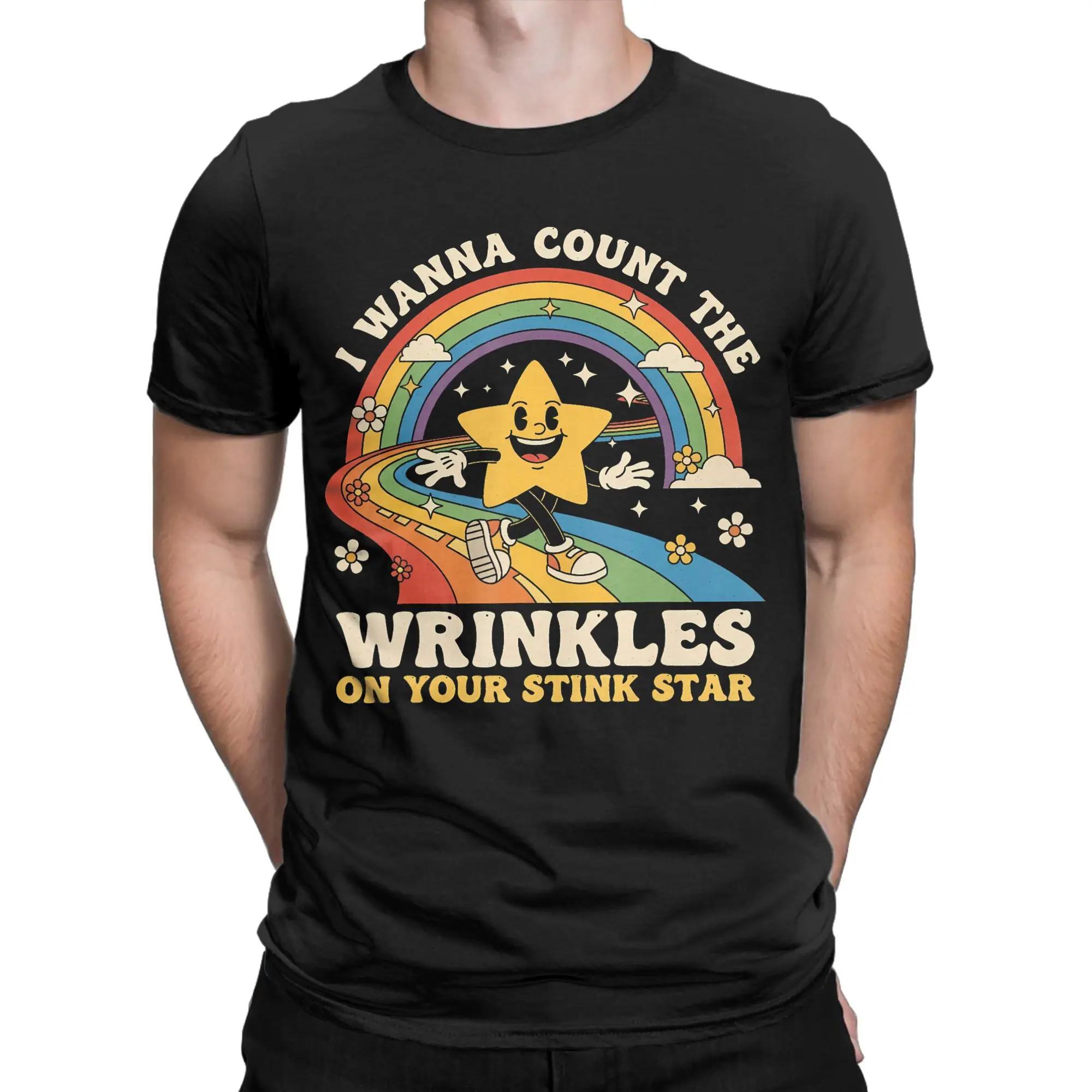 Funny I Wanna Count The Wrinkles On Your Stink Sun Star Men's Tees Short Sleeve Round Neck T-Shirts 100% Cotton Party Tops