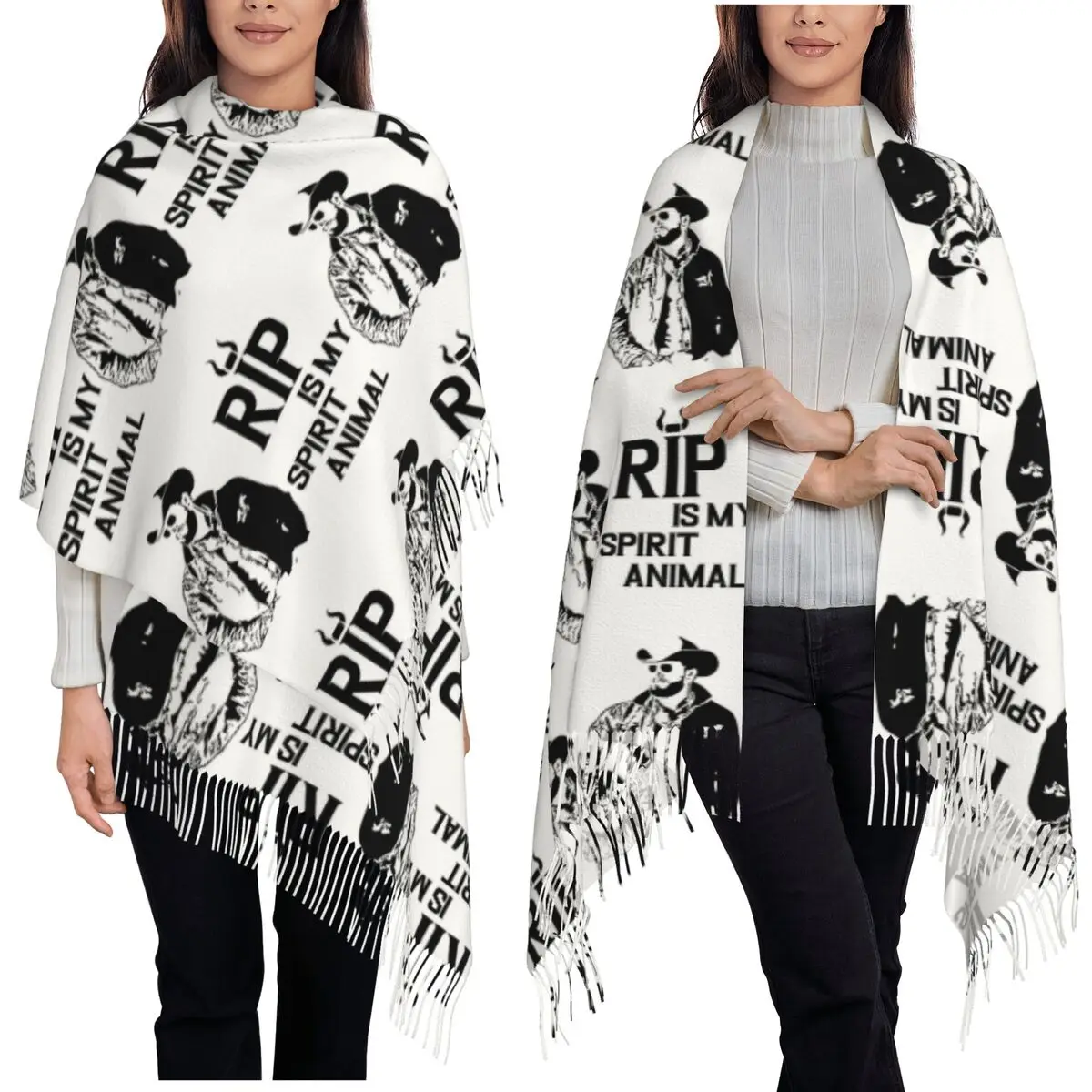 Rip Wheeler Rip Is My Spirit Animal Dutton Ranch Scarf Tassel Scarves Women Soft Warm Shawls and Long Fall Winter Shawl Wraps