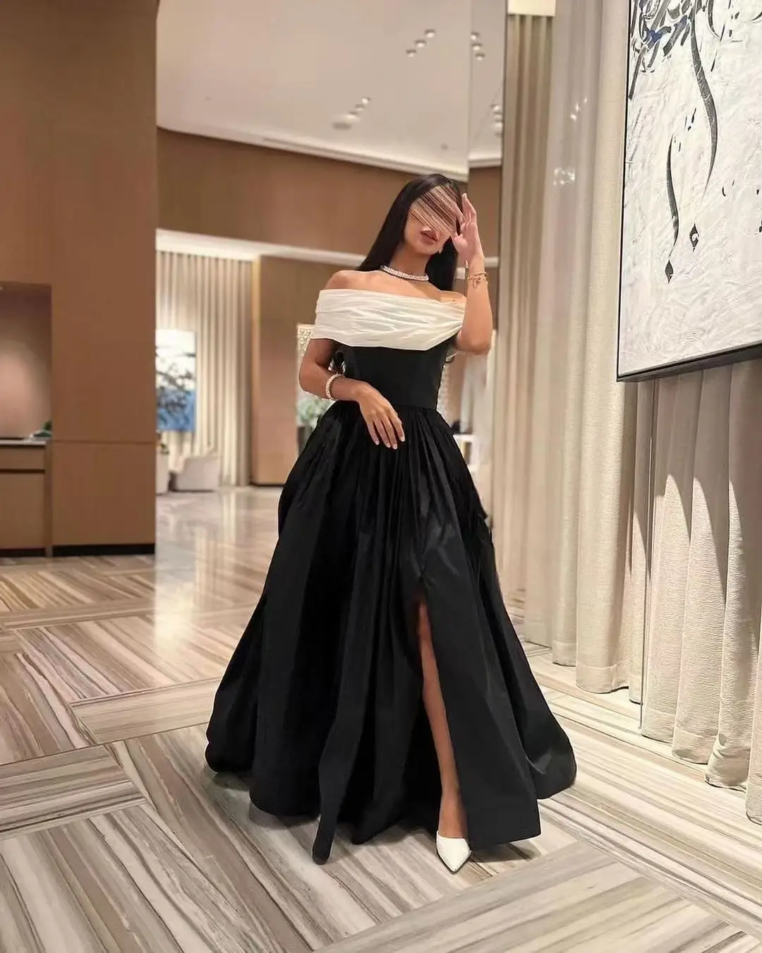 Off Shoulder Evening Dress Long A Line New Black Prom Dresses for Woman Formal Party Gown Saudi Arabia Formal Occasion Dresses