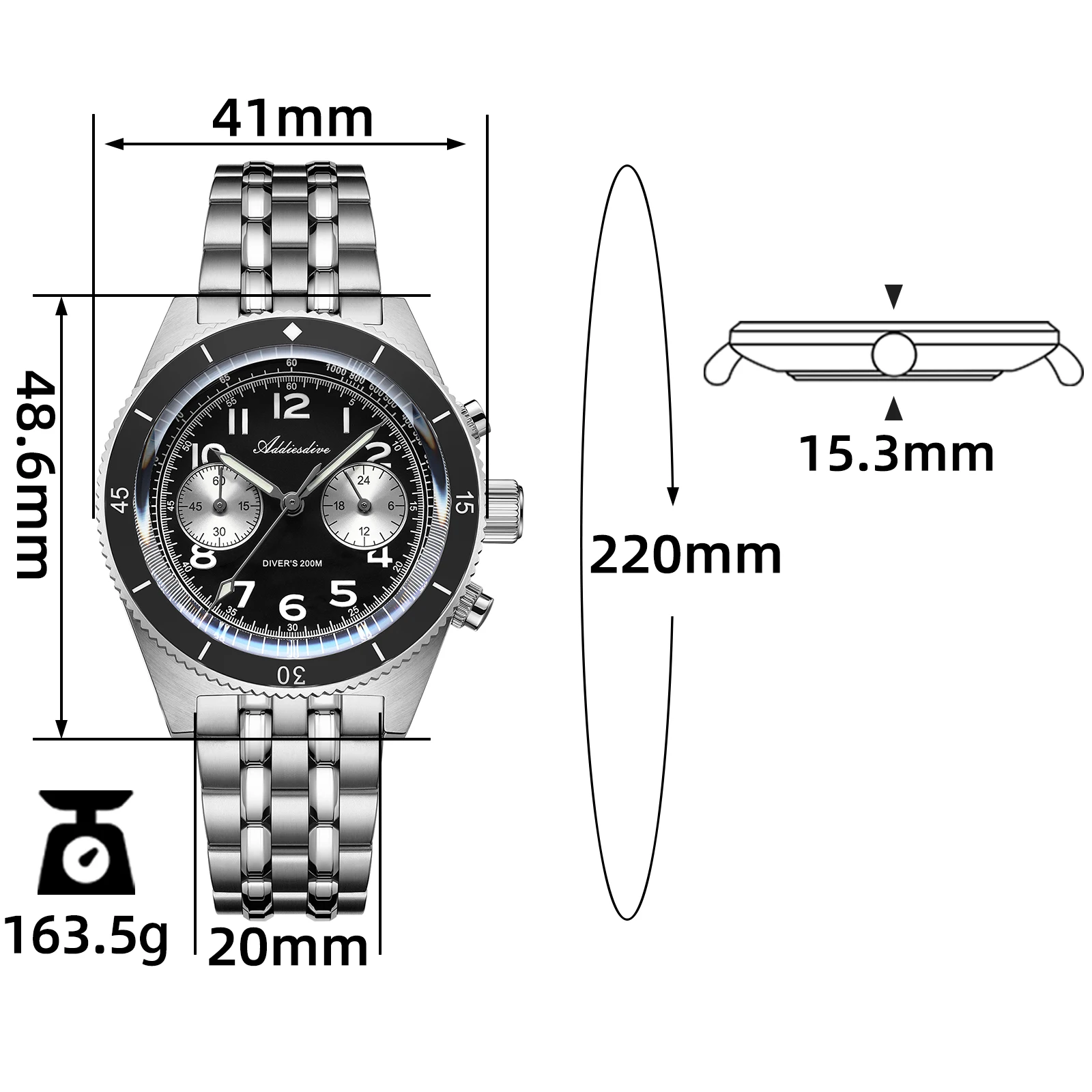 Adpeso jam tangan pria anti air, jam tangan pria Analog, jam tangan olahraga, jam tangan Quartz, kaca gelembung, safir, anti air, 200m