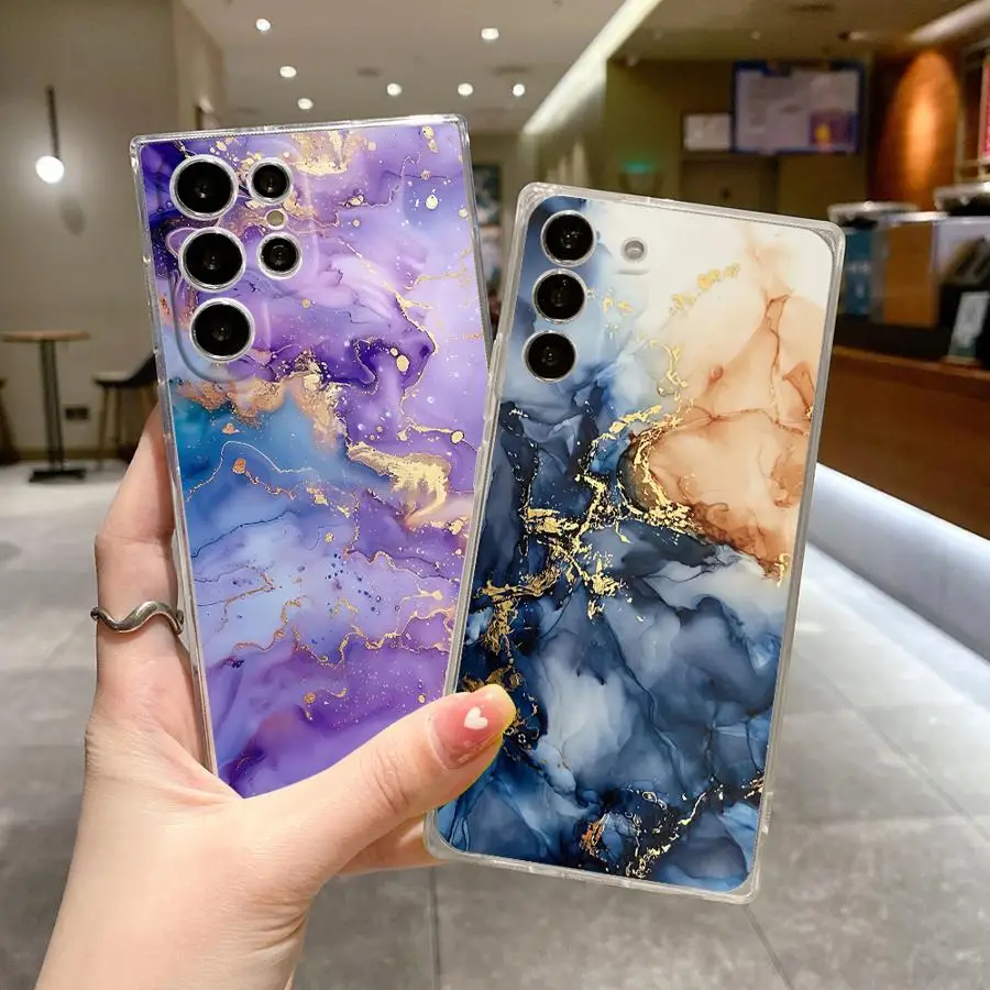 Interessante custodia in marmo per Samsung Galaxy S25 Ultra Note 10 20 Ultra S24 FE S20 S10 Plus S22 S23 S21 Trasparente morbida