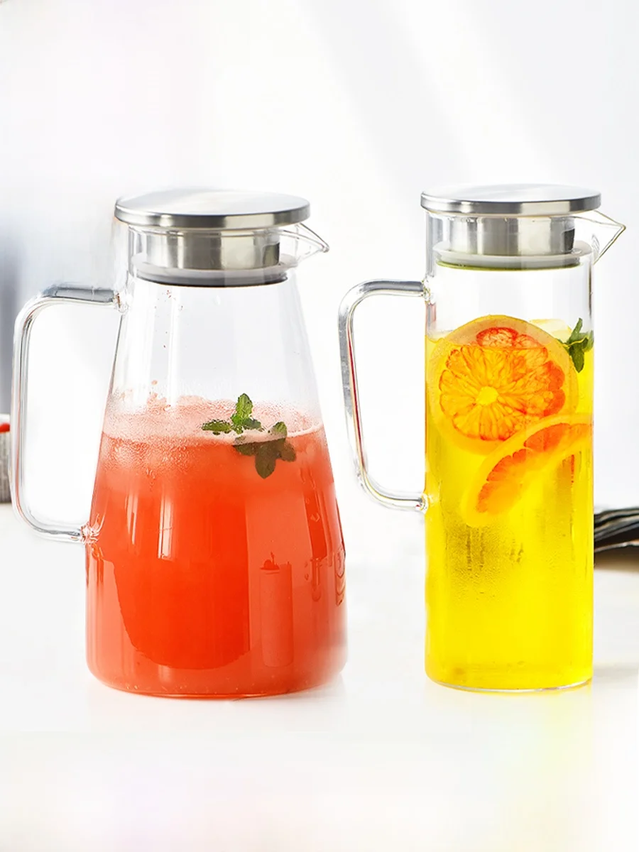 

Набор стеклянных бутылок для воды большой емкости, термостойкий, взрывобезопасный, для домашнего использования, для холодной воды, чайник, кувшин для льда, кухонная посуда